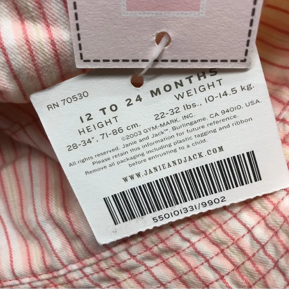 Janie & Jack Reversible Hat Baby Girl 12-24‎ Mos 100% Linen NWT